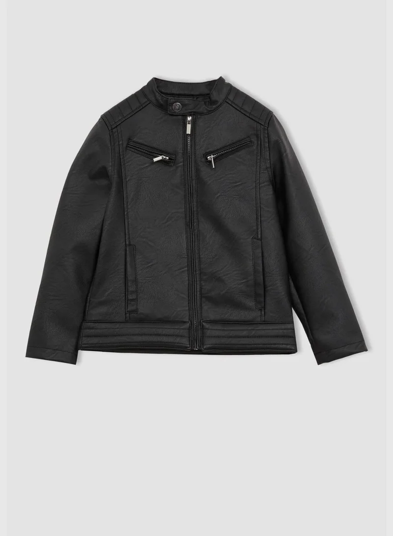 ديفاكتو Basic Faux Leather Jacket