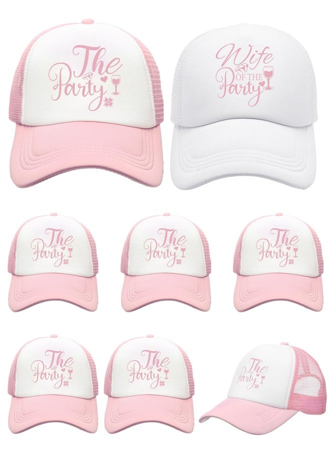 Shyyween 8 Pack Social Club Bachelorette Party Hats Include 1 Pack the Bride Cap and 7 Pcs the Bach Club Trucker Cap(the Party,Pink) - Image 1