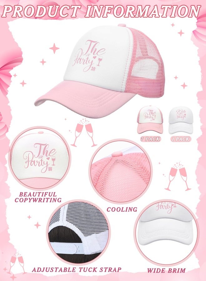Shyyween 8 Pack Social Club Bachelorette Party Hats Include 1 Pack the Bride Cap and 7 Pcs the Bach Club Trucker Cap(the Party,Pink) - Image 2