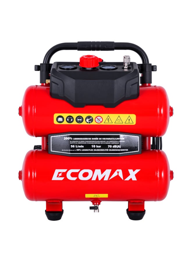 ecomax 2-Tank Oil Free Portable Air Compressor Red and Black 17 Liter 3321785 - Image 1