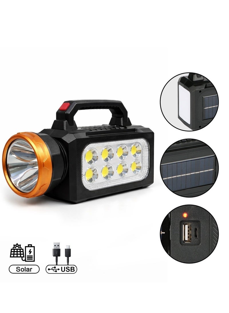 Solar Rechargeable LED Emergency Lantern NY-9801C Multi Light Camping Torch USB Type-C Charging Portable Searchlight with Power Bank Function Side COB Light 3 Modes Outdoor Camping Hiking Fishing Car Repair Work Light - Image 4