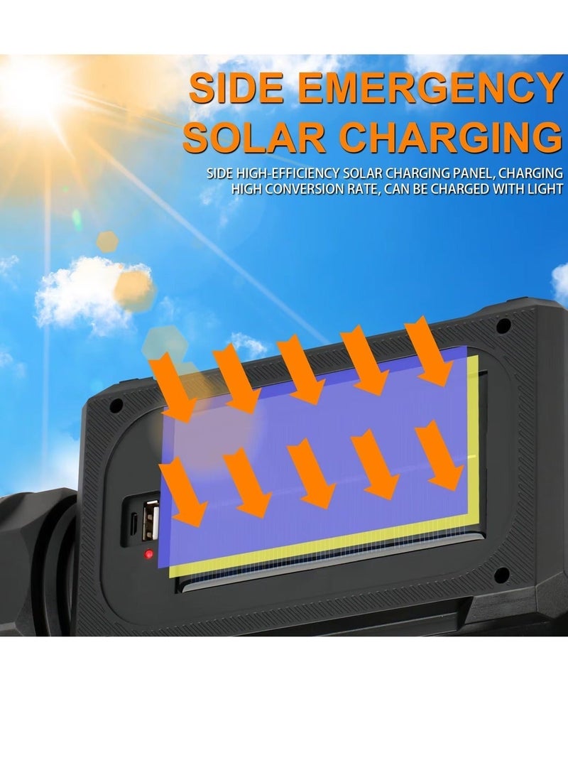 Solar Rechargeable LED Emergency Lantern NY-9801C Multi Light Camping Torch USB Type-C Charging Portable Searchlight with Power Bank Function Side COB Light 3 Modes Outdoor Camping Hiking Fishing Car Repair Work Light - Image 5