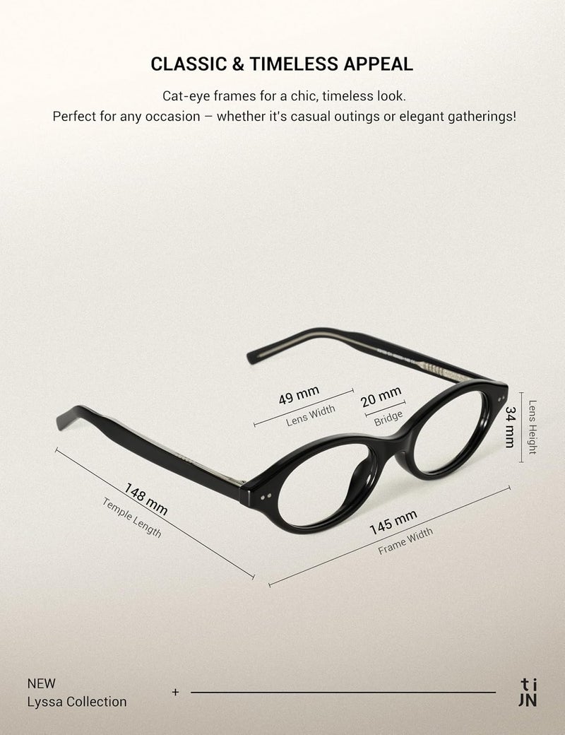 TIJN Fast intercity distribution Olisa Blue Light Blocking Glasses for Women Men,Oval Glasses Frame Bluelight Glasses for Gaming/Computer/Screen, 04. New- Jet Black (Cat Eye), 49-20-148 Individual group scene compatible - Image 4