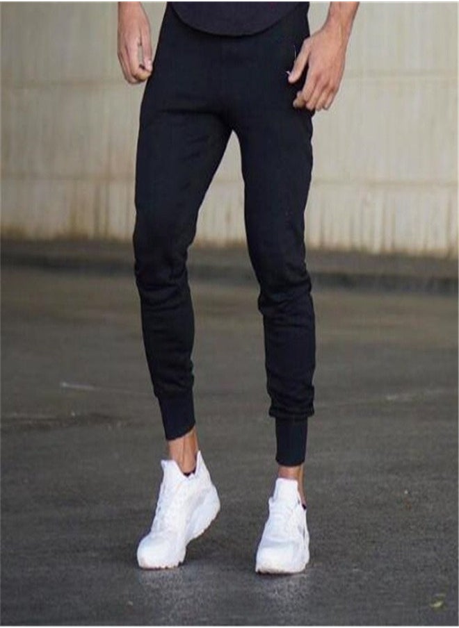 Loquat Slim Fit Casual Sports Pants Black  - Image 1