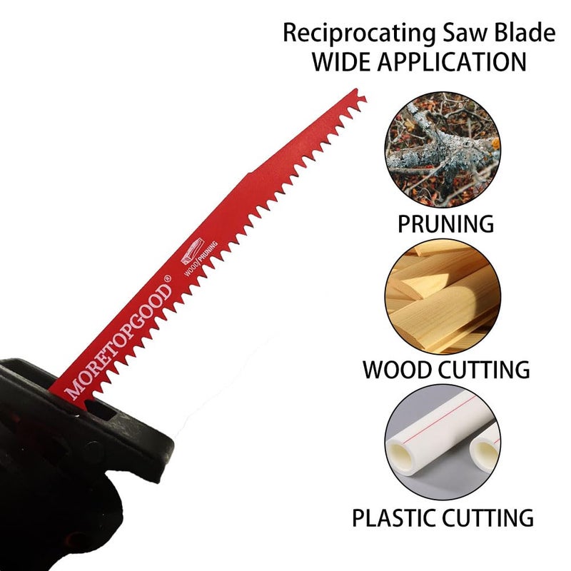 MORETOPGOOD Wood Pruning Reciprocating Saw Blades,6 Inch Saw Blades for Trees Wood Cutting, Wood Saw Blades (5 Pack/5TPI) - Image 4
