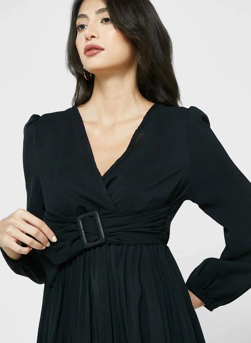 ELLA Pleated Dress With Belt