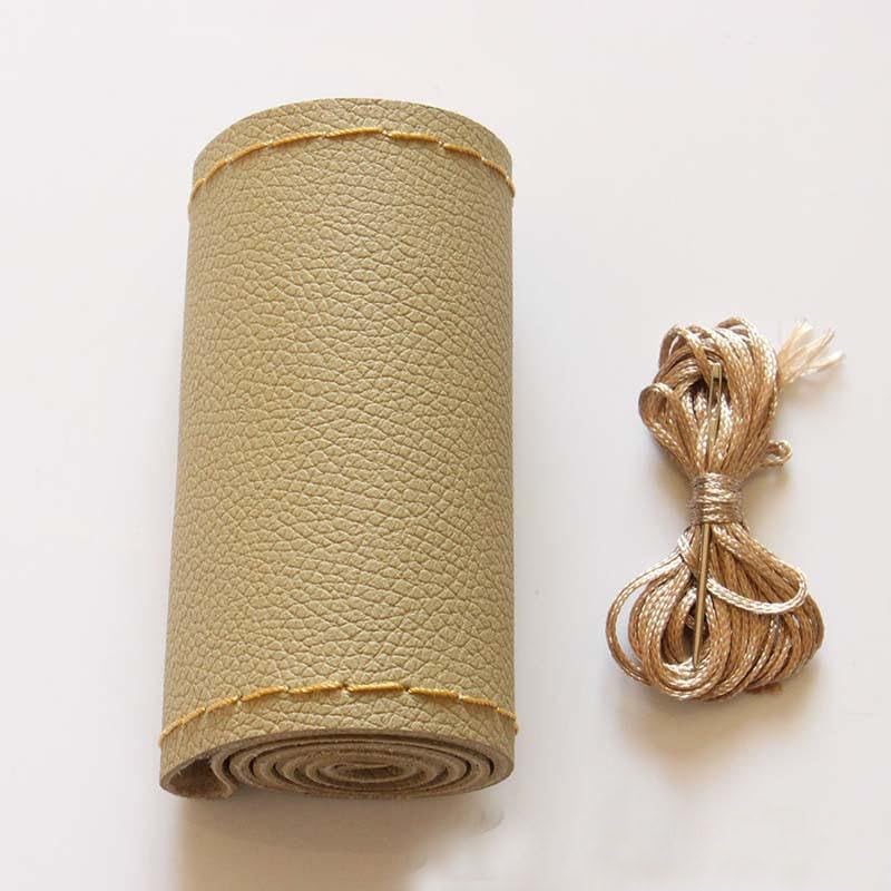 Mayco Bell Soft Leather Steering Wheel Cover on Car Steering Wheel with Needle and Thread Interior Accessories Beige - Image 2