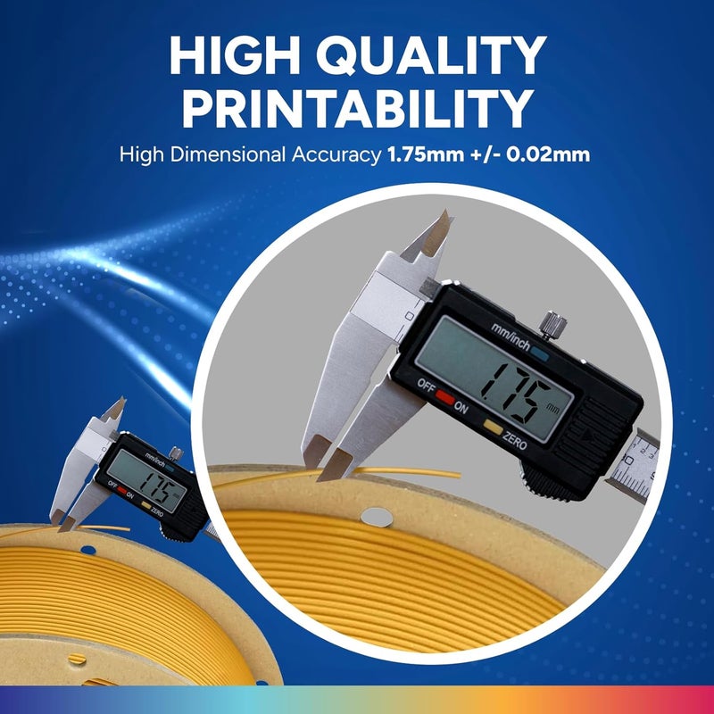 OVERTURE PLA Plus (PLA+) Filament 1.75mm, Stronger & More Durable, Professional Toughness 3D Printer Filament 1kg (2.2lbs), High Precision +/- 0.02mm, Tangle-Free (Royal Gold) - Image 4