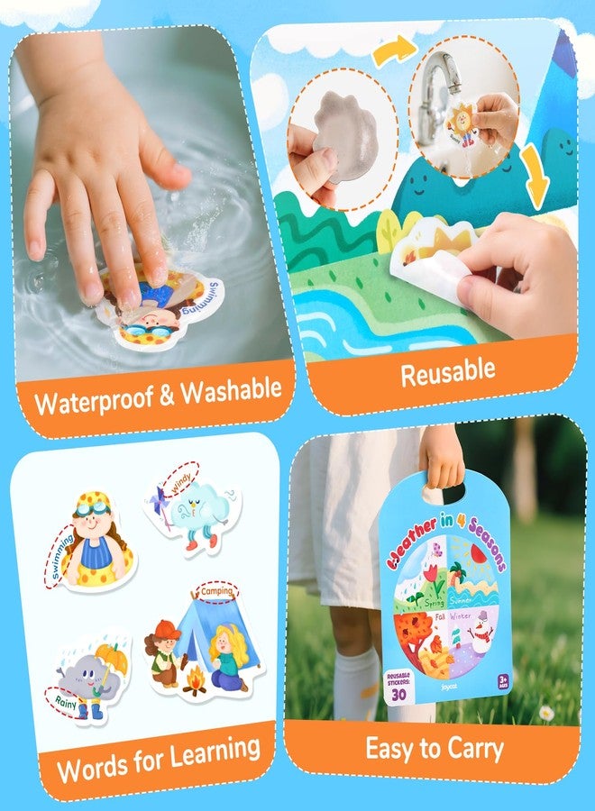JoyCat Reusable Sticker Book - Jelly Stickers for Toddlers, Kids Sticker Activity Book, Travel Toys for Road Trip, Car & Airplane, Educational Learning Gifts for Boys and Girls Ages 3-5 (Weather) - Image 4