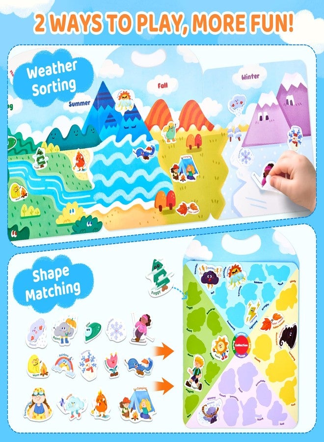 JoyCat Reusable Sticker Book - Jelly Stickers for Toddlers, Kids Sticker Activity Book, Travel Toys for Road Trip, Car & Airplane, Educational Learning Gifts for Boys and Girls Ages 3-5 (Weather) - Image 2