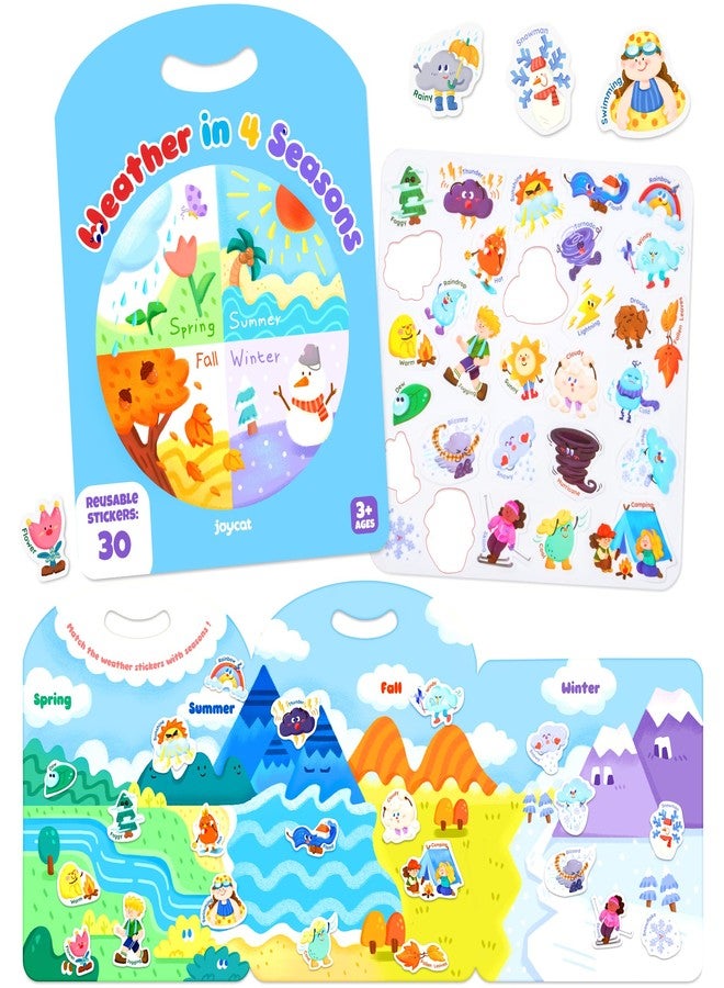 JoyCat Reusable Sticker Book - Jelly Stickers for Toddlers, Kids Sticker Activity Book, Travel Toys for Road Trip, Car & Airplane, Educational Learning Gifts for Boys and Girls Ages 3-5 (Weather) - Image 1
