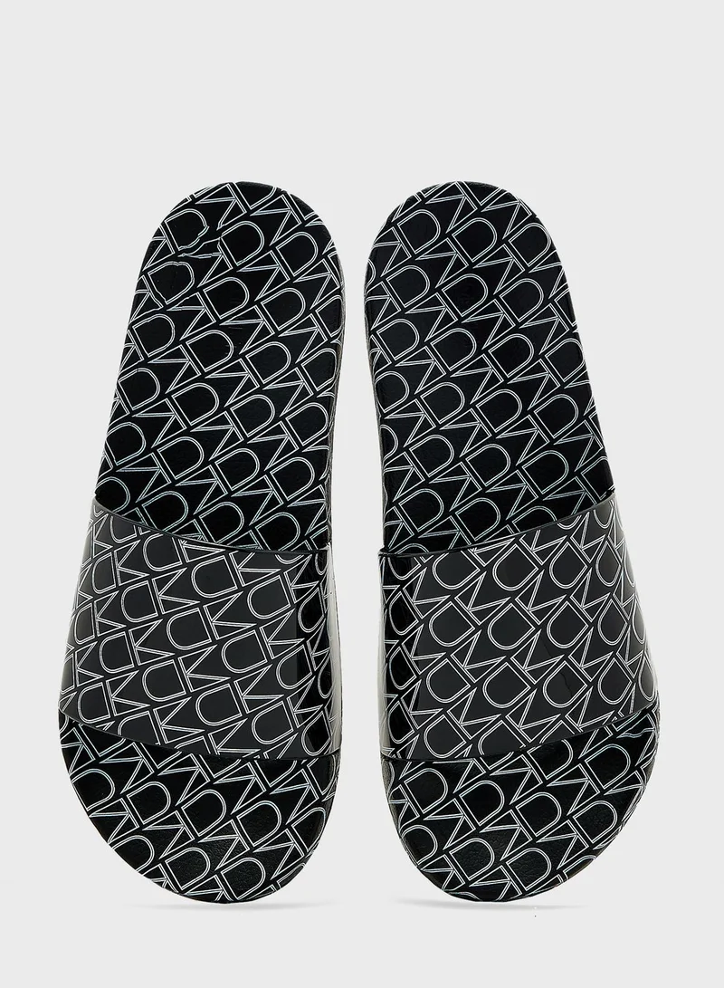 CALVIN KLEIN Monogram Pool Slides