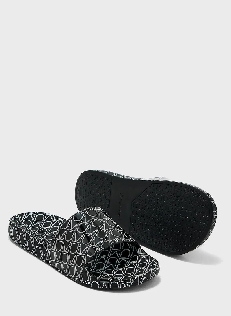 CALVIN KLEIN Monogram Pool Slides