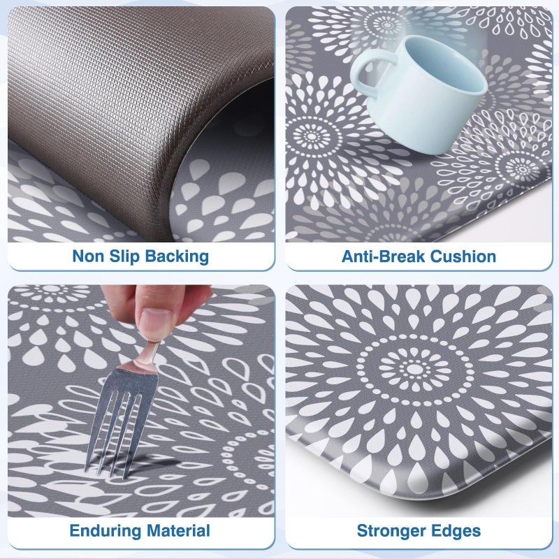 LuxStep Kitchen Mats for Floor,Cushioned Rug Anti-Fatigue Mats for Kitchen Decor Accessories,Waterproof Non-Slip Mats and Rugs Set for Office,Floor,Laundry 17.3"Ã—30"+17.3"Ã—47",Grey - Image 5