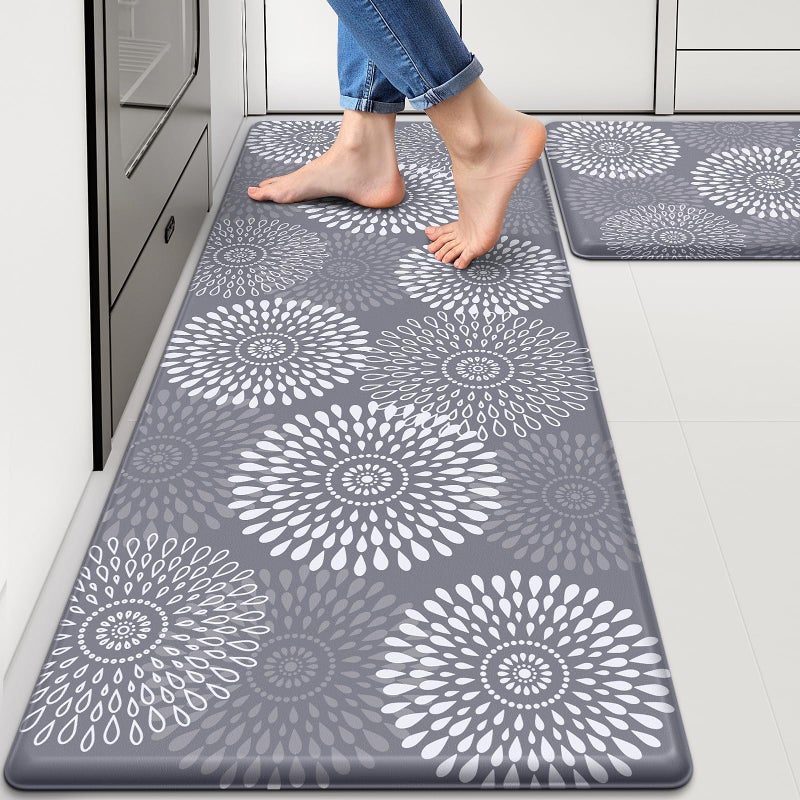 LuxStep Kitchen Mats for Floor,Cushioned Rug Anti-Fatigue Mats for Kitchen Decor Accessories,Waterproof Non-Slip Mats and Rugs Set for Office,Floor,Laundry 17.3"Ã—30"+17.3"Ã—47",Grey - Image 1