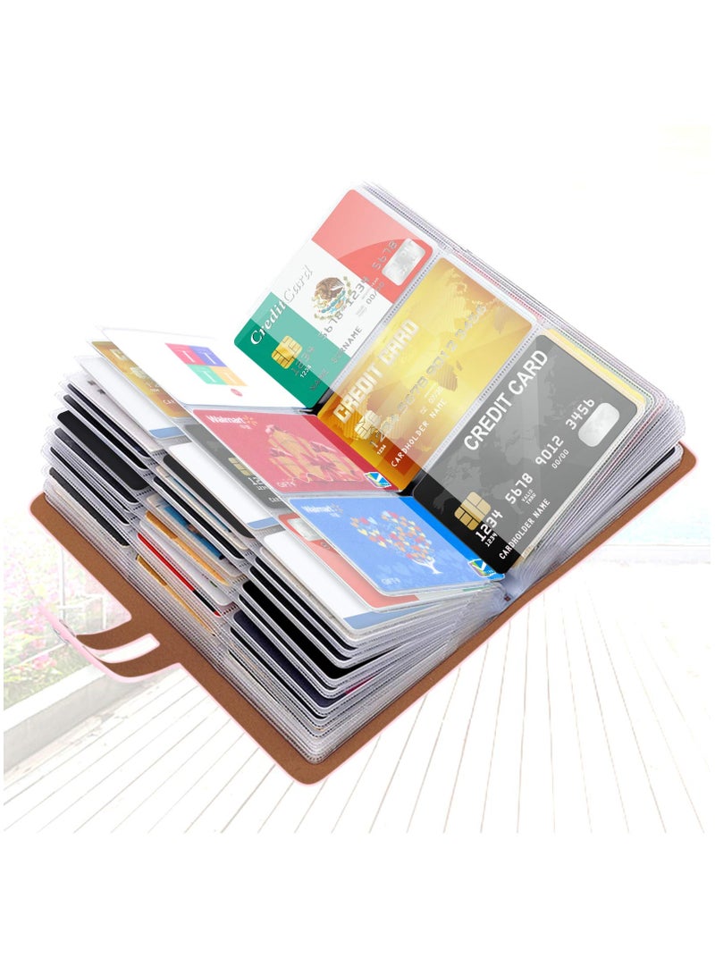 Excefore حامل بطاقات الائتمان، منظم بطاقات العمل، واقي بطاقات الائتمان مع 96 فتحة بطاقة، حامل بطاقات العمل الذي يحجب RFID لإدارة بطاقاتك المختلفة لمنع الضياع أو التلف (وردي) - Image 1