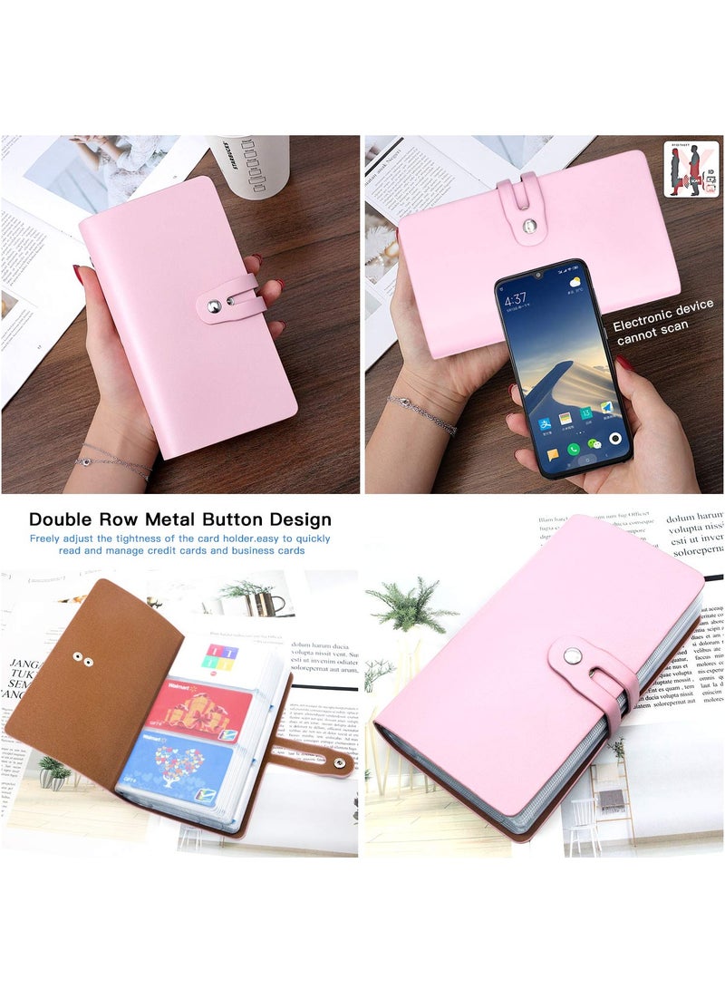 Excefore حامل بطاقات الائتمان، منظم بطاقات العمل، واقي بطاقات الائتمان مع 96 فتحة بطاقة، حامل بطاقات العمل الذي يحجب RFID لإدارة بطاقاتك المختلفة لمنع الضياع أو التلف (وردي) - Image 2