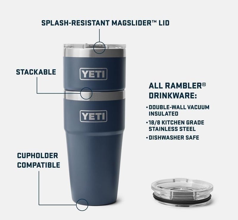 YETI Rambler Cup, Vacuum Insulated Stainless Steel Stackable Cup with Magslider Lid, Moon Dust, 20 oz (591 ml) - Image 3