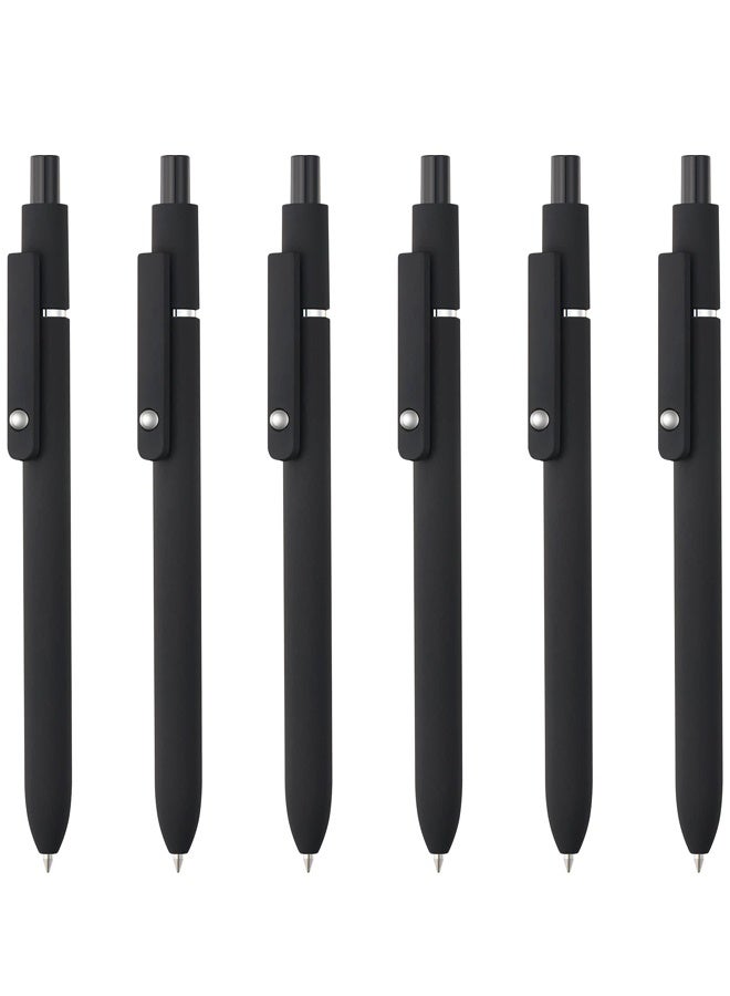 6 Pack Gel Pens, Black Ink Pens Fine Point Smooth Writing Pens Bulk, Soft Touch Cute Pens Aesthetic School Supplies, 0.5mm Black Pens - Image 1