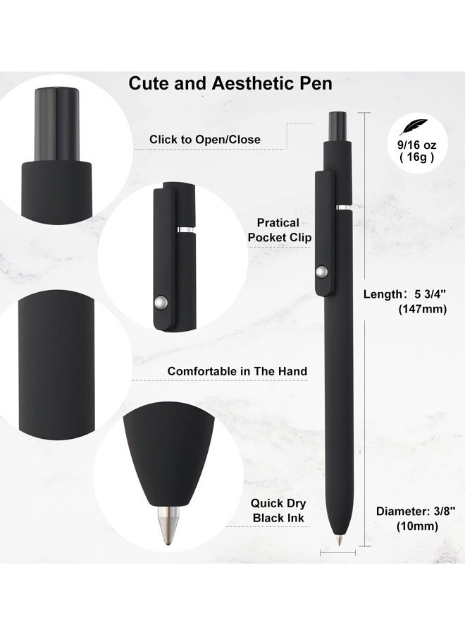 6 Pack Gel Pens, Black Ink Pens Fine Point Smooth Writing Pens Bulk, Soft Touch Cute Pens Aesthetic School Supplies, 0.5mm Black Pens - Image 2
