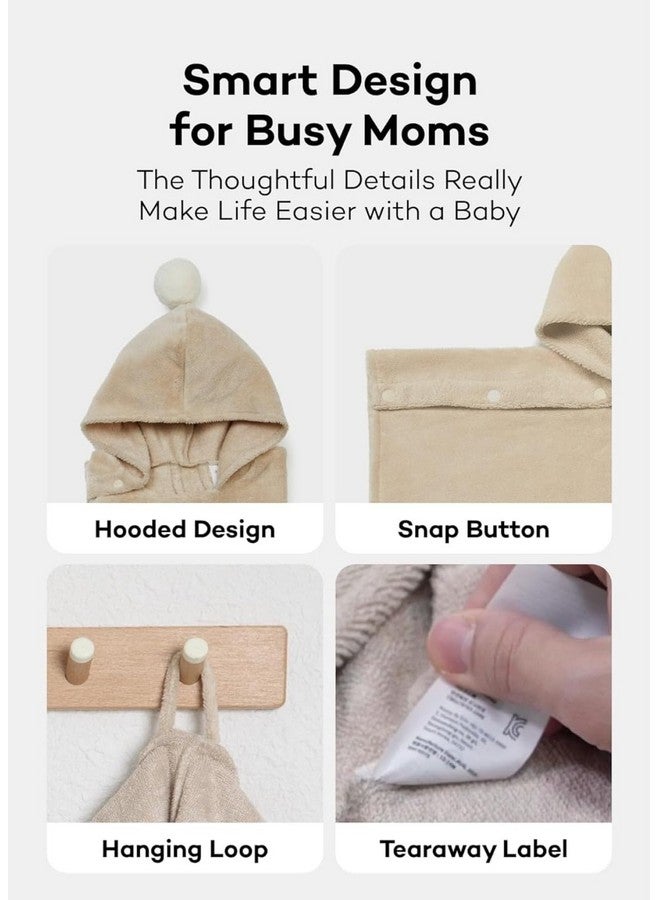 Konny Baby Hooded Towel: Rayon from Bamboo Cotton Baby Towel Hooded Poncho, Oeko-TEX, Ultra Soft & Quick-Dry, Girls, Babies, Newborn Boys, Toddler (Beige, Small) - Image 4