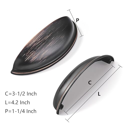 khtumeware 10 Pack 312 Drawer Pulls Oil Rubbed Bronze Cabinet Cup Pulls Kitchen Hardware Cabinet Handles Drawer Handles Knobs 35 inch Hole Center - Image 3