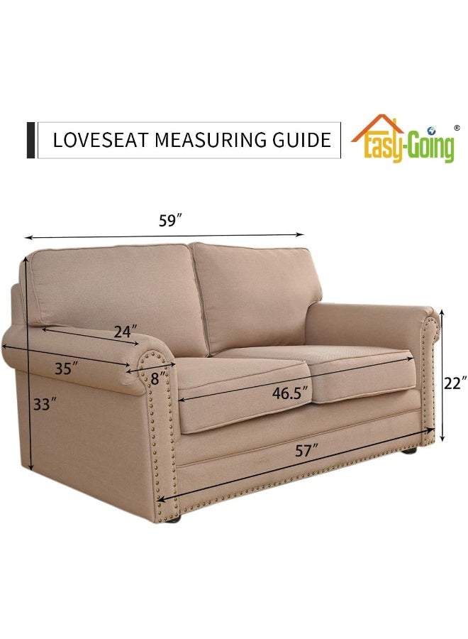Easy-Going EasyGoing Reversible Loveseat Couch Cover for 2 Cushion Couch Sofa Cover for Dogs Water Resistant Furniture Protector with Foam Sticks Elastic Straps for Pet Loveseat PeacockBlueBeige - Image 4