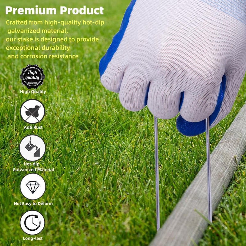 YANEYRIE Galvanized U-Shaped Garden Stakes, 6 Inch 100 Pcs Landscape Staples, Ground Stakes, for Decoration Weed Barrier Fabric, Irrigation Tubing, Holding Fence, Tarpaulin (100, 6 INCH) - Image 4