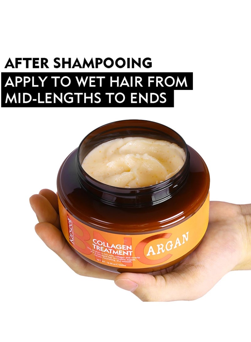 Karseell BNC Collagen Hair Treatment Deep Repair Conditioning Argan Oil Collagen Hair Mask Essence for Dry Damaged Hair All Hair Types 18.6 oz 550ml - Image 3