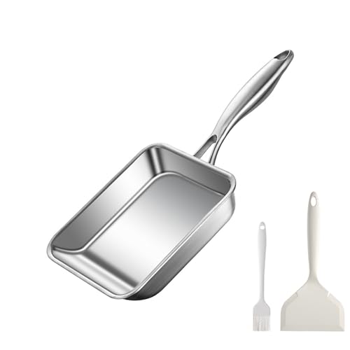 Toutrop 7.5" Japanese Omelette Egg Pan, 316 Stainless Steel Egg Pan, Square Frying Pans for Making Omelets and Bacon, Easy to Clean,Silver - Image 1