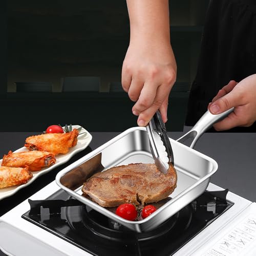 Toutrop 7.5" Japanese Omelette Egg Pan, 316 Stainless Steel Egg Pan, Square Frying Pans for Making Omelets and Bacon, Easy to Clean,Silver - Image 5