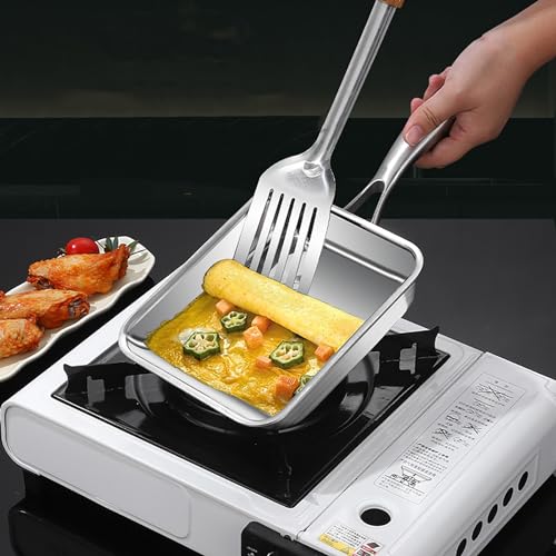 Toutrop 7.5" Japanese Omelette Egg Pan, 316 Stainless Steel Egg Pan, Square Frying Pans for Making Omelets and Bacon, Easy to Clean,Silver - Image 2