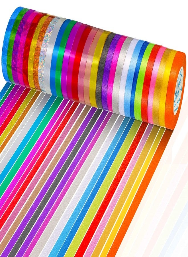 Chunm 30 Rolls Curling Ribbons 1/5" Wide x 11 Yards 330 Yards Shiny Plastic Balloon Strings Metallic Gift Wrapping Ribbons for Wedding Birthday Graduation Party Decor(Classic Style,Mixed Colors) - Image 2