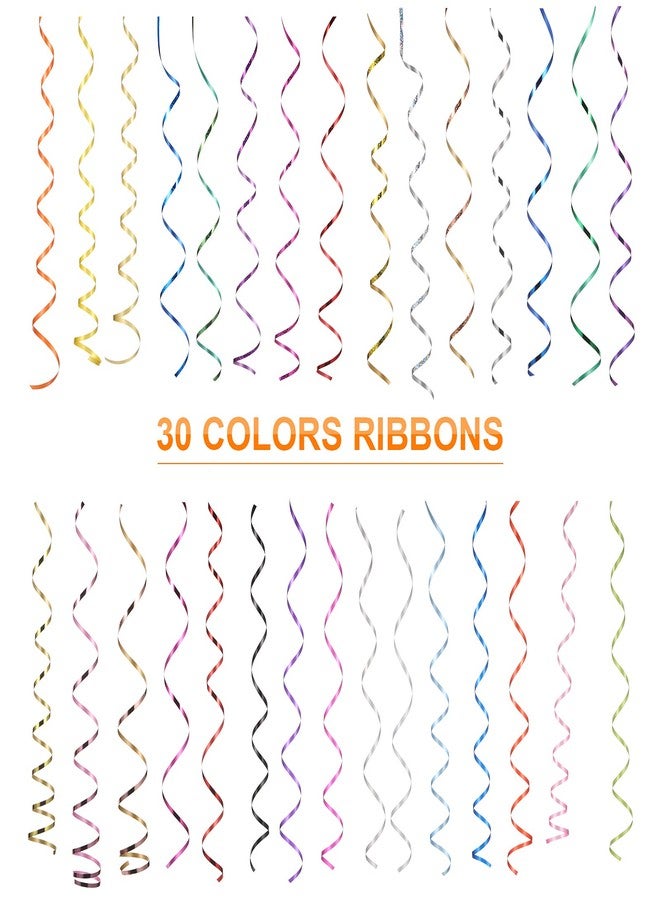 Chunm 30 Rolls Curling Ribbons 1/5" Wide x 11 Yards 330 Yards Shiny Plastic Balloon Strings Metallic Gift Wrapping Ribbons for Wedding Birthday Graduation Party Decor(Classic Style,Mixed Colors) - Image 5