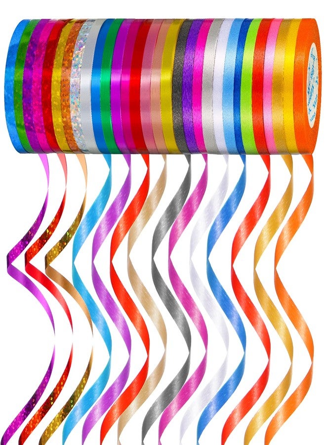 Chunm 30 Rolls Curling Ribbons 1/5" Wide x 11 Yards 330 Yards Shiny Plastic Balloon Strings Metallic Gift Wrapping Ribbons for Wedding Birthday Graduation Party Decor(Classic Style,Mixed Colors) - Image 1
