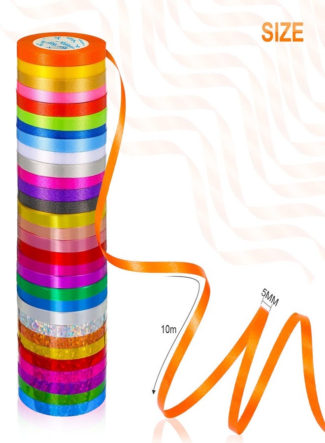 Chunm 30 Rolls Curling Ribbons 1/5" Wide x 11 Yards 330 Yards Shiny Plastic Balloon Strings Metallic Gift Wrapping Ribbons for Wedding Birthday Graduation Party Decor(Classic Style,Mixed Colors) - Image 3