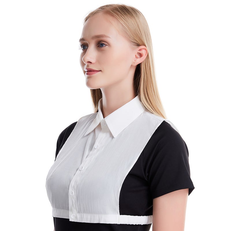 Women Color Shirt Fake Collar Detachable False Collar Lapel Blouse Half Shirt Fake Collar (White) - Image 2