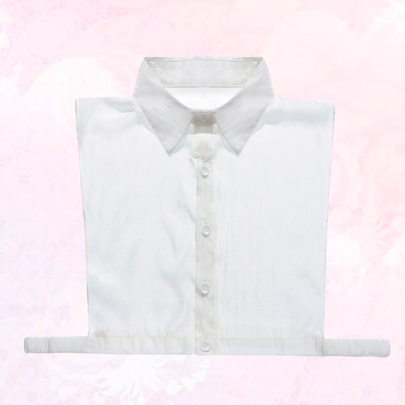 Women Color Shirt Fake Collar Detachable False Collar Lapel Blouse Half Shirt Fake Collar (White) - Image 1