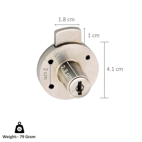 RAB Drawer Locks Multipurpose for Drawer/Cupboard/Furniture Lock/Wardrobe (Code:- Lock Multi Round with 2 Keys, Finish:- Matt)(Pack of:- 1 PCS) - Image 2