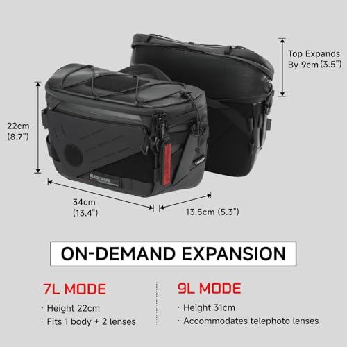 VSGO Black Snipe Pro 7-9L Expandable Camera Sling Bag – Waterproof Techwear Fabric, Anti-Twist, Modular Dividers & Tripod Holder, Lightweight Professional Camera Bag - Image 2