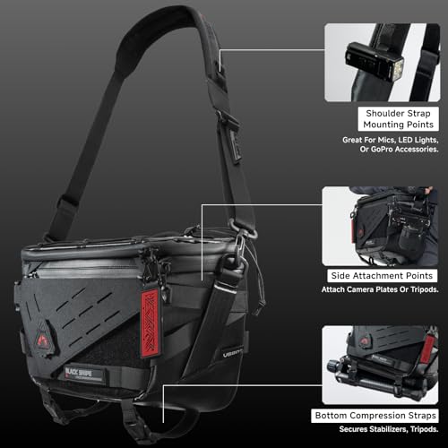 VSGO Black Snipe Pro 7-9L Expandable Camera Sling Bag – Waterproof Techwear Fabric, Anti-Twist, Modular Dividers & Tripod Holder, Lightweight Professional Camera Bag - Image 4