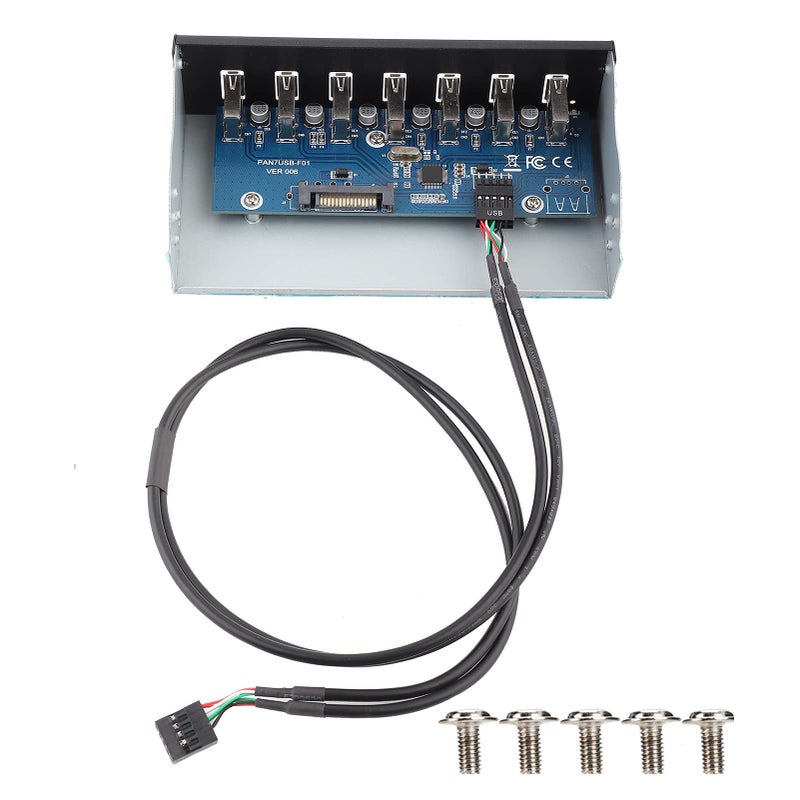7 منفذ USB 2.0 لوحة محور لعلبة الكمبيوتر مقاس 5.25 بوصة نقل بيانات بدون فقدان - Image 2