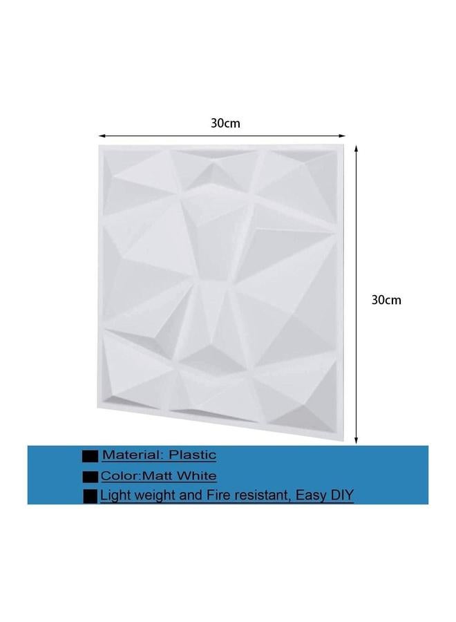 12 Pieces 3D Wall Panels, Texture PVC Wallpaper, Diamond Design Decorative Cover Material Each 30x30cm White - Image 2