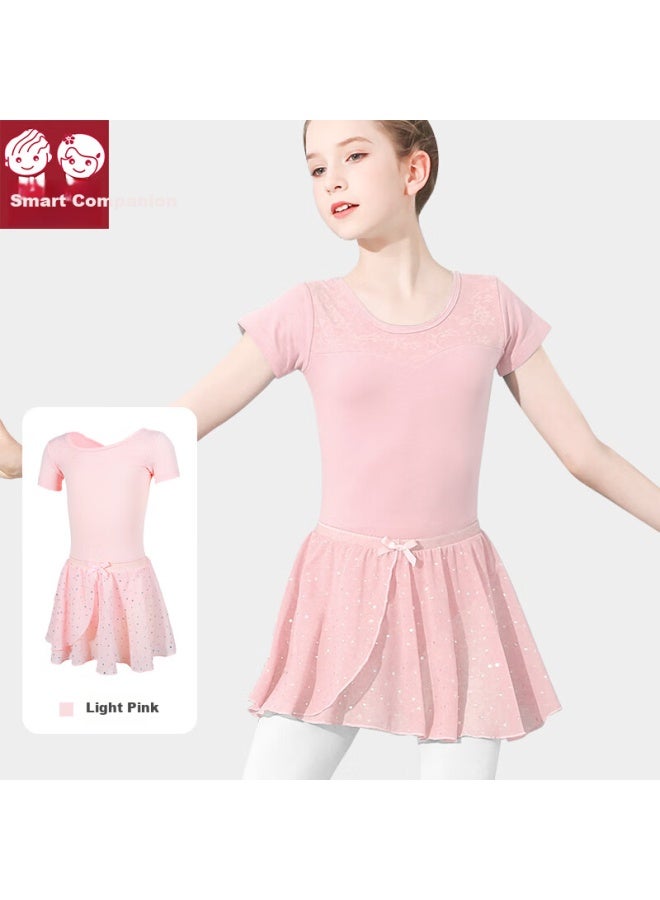 Smart Friends Zhiyou Baner Children's Short-sleeve Dance Leotard, Ballet Practice Costume For Girls, Professional Art Exam Gymnastics Costume, Tulle Skirt, Half-short Skirt - Image 1