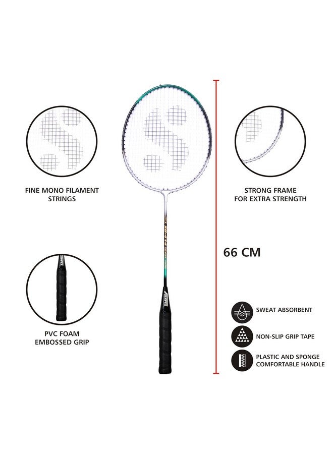 Silvers طقم كرة الريشة SB-414 من سيلفرز سبيكة الفولاذ (2 مضارب مع غطاء كامل، 1 علبة كرات الريشة عبوة من 3)، أحمر - Image 2
