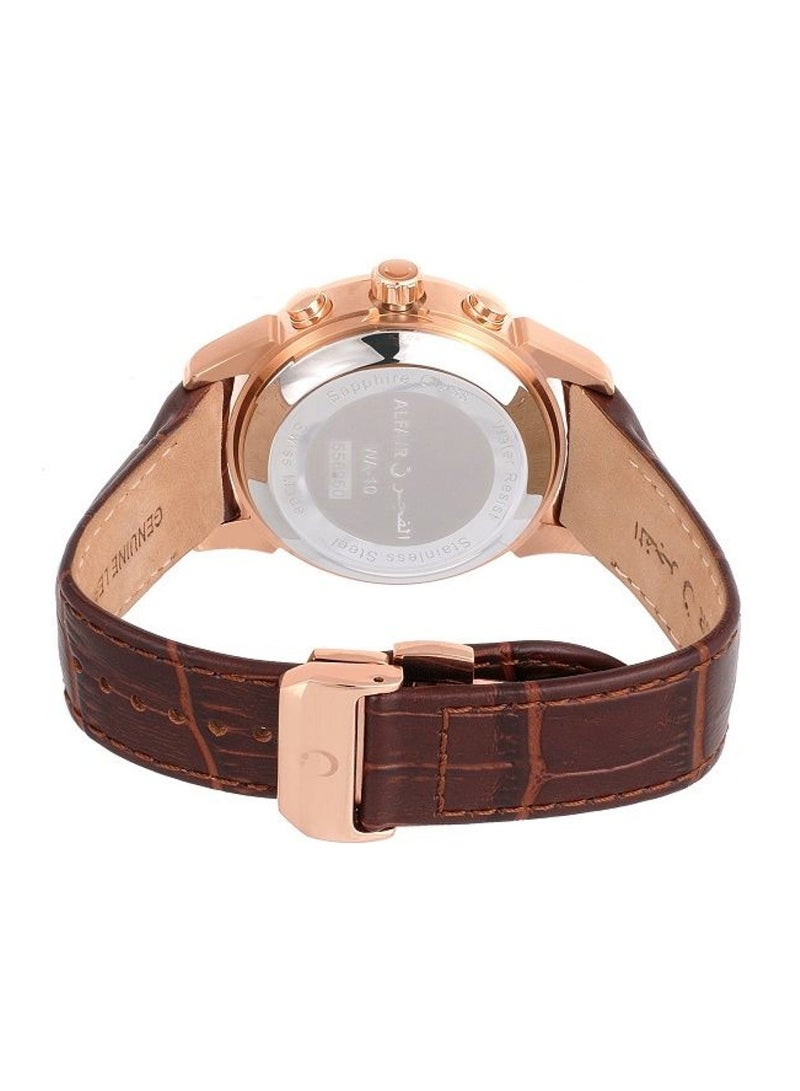 Al Fajr Men’s Luxury Deluxe Brown Leather Watch WA-30LB - Image 4