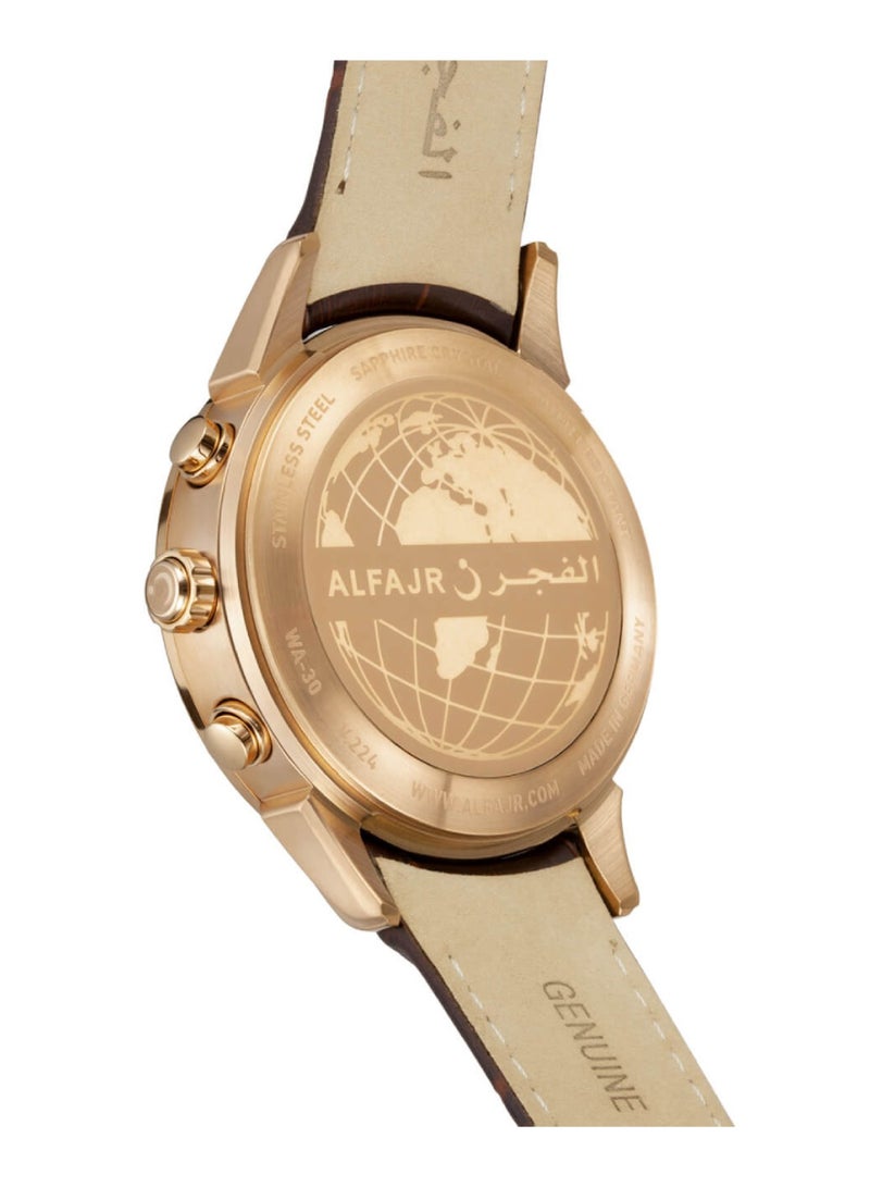 Al Fajr Men’s Luxury Deluxe Brown Leather Watch WA-30LB - Image 2