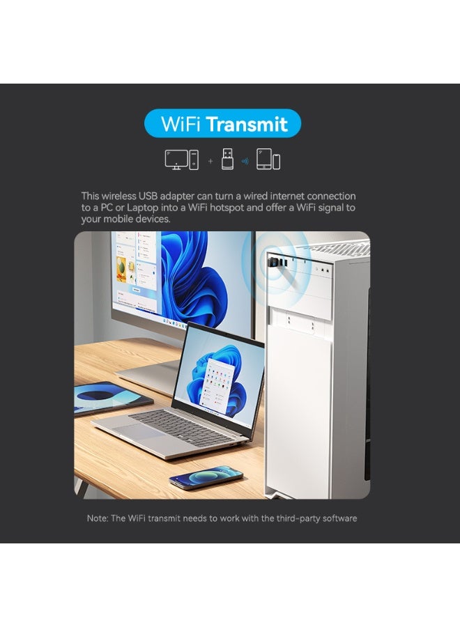 VENTION USB Wi-Fi Dual Band Adapter 2.4G/5G Black Model # KDSB0 - Image 4