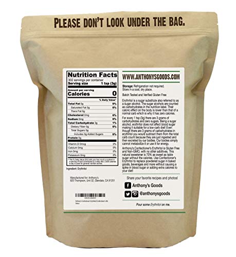Anthony's Anthonys Confectioners Erythritol Powder 2 lb Non GMO Sweetener Zero Calorie Keto  Paleo Friendly - Image 5