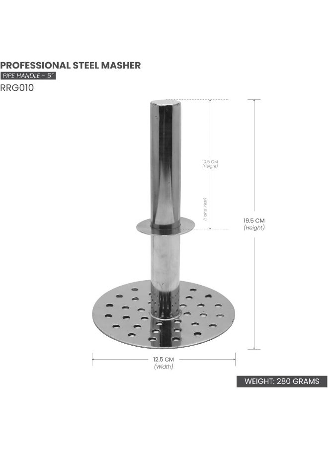 RAJ RAJ STEEL POTATO MASHER PIPE HANDLE, RRG010, 5", POTATO MASHER, VEGETABLE MASHER, BHAJI MASHER  - Image 4
